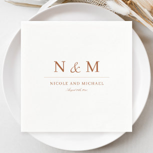 Elegant Terracotta Monogram Initials Wedding Napkin