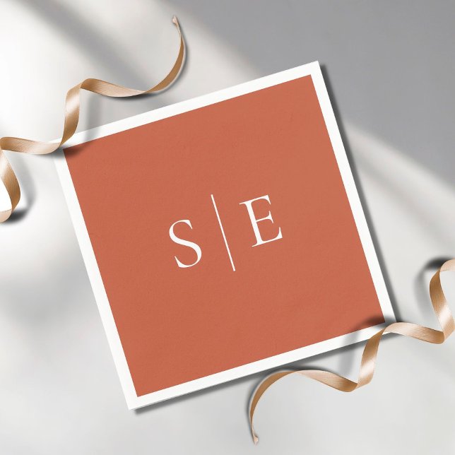 Elegant Terracotta Monogram Minimalist Napkin (Creator Uploaded)