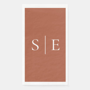 Elegant Terracotta Monogram Minimalist Napkin