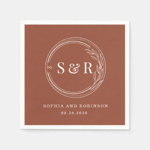 Elegant Terracotta Monogram Modern Wedding Napkin