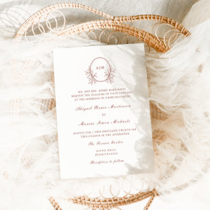 Elegant Terracotta Monogram QR Rsvp Photo Wedding Invitation