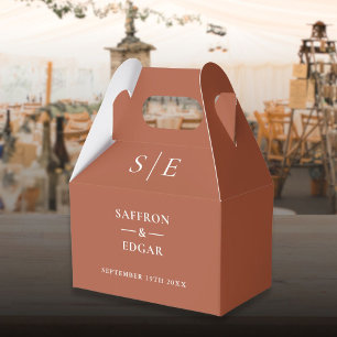 Elegant Terracotta Monogram Wedding Favour Box