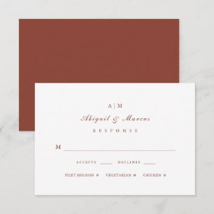 Elegant Terracotta Monogram Wedding RSVP Card