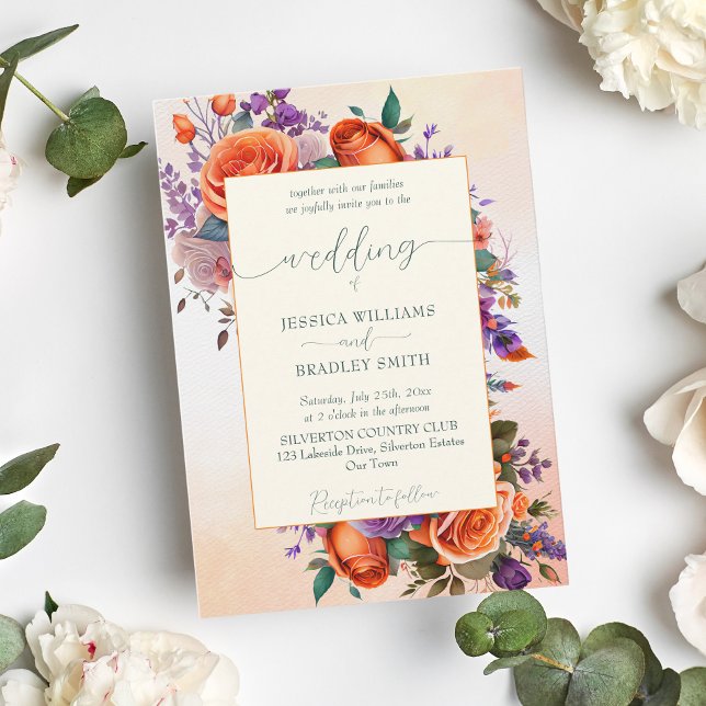 Elegant terracotta orange purple flowers template (Creator Uploaded)