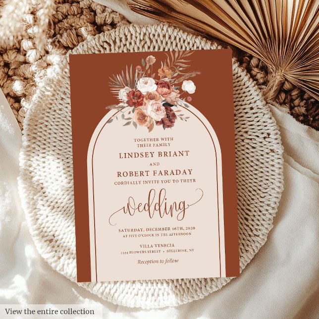 Elegant Terracotta Pampas Grass Boho Wedding  Invitation (Elegant Terracotta Pampas Grass Boho Wedding Invitation)