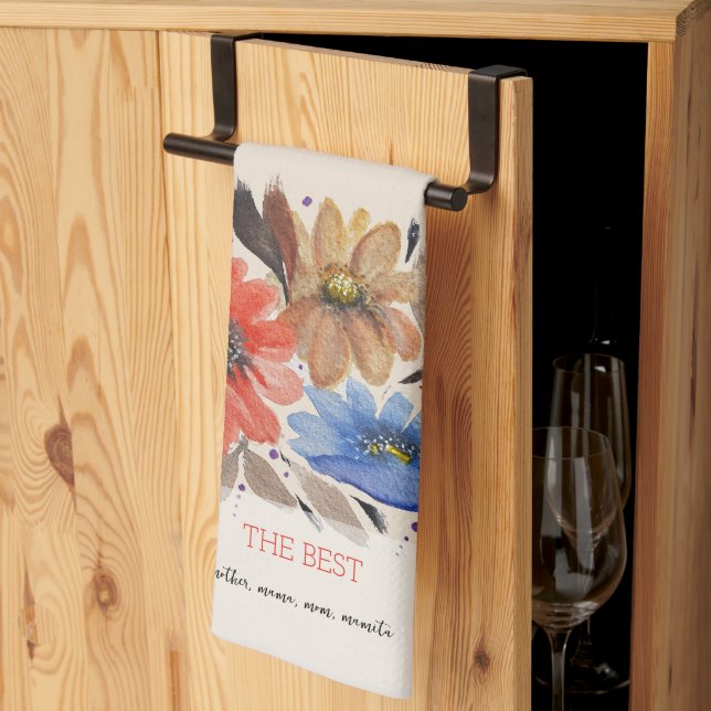 Elegant Terracotta Pastel Watercolor Floral  Tea Towel (Thirds Fold)