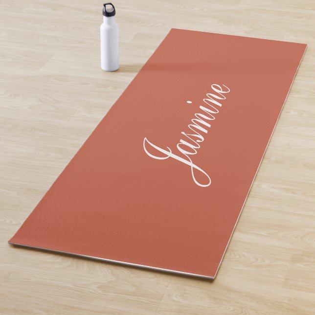 Elegant Terracotta Personalised Name Yoga Mat (In Situ)