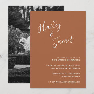 Elegant Terracotta Photo Modern Wedding Invitation