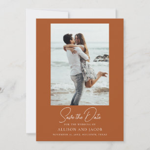 Elegant Terracotta Photo Wedding Save The Date