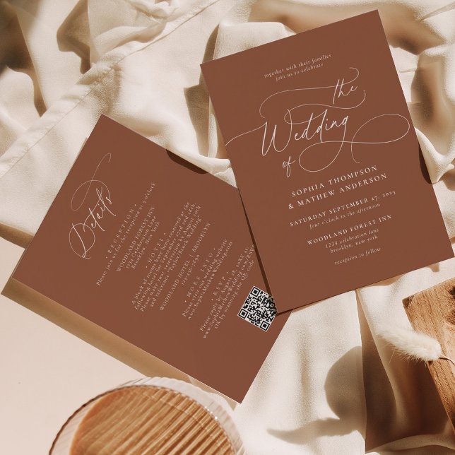 Elegant Terracotta QR Code All in one Wedding Invitation (Creator Uploaded)