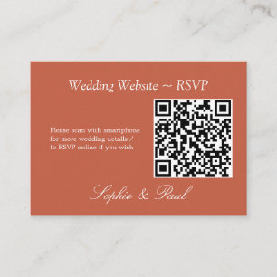 Elegant Terracotta QR Code Website RSVP Card