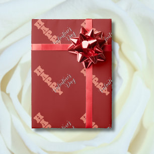 Elegant Terracotta Red Velvet Happy Valentines Day Wrapping Paper