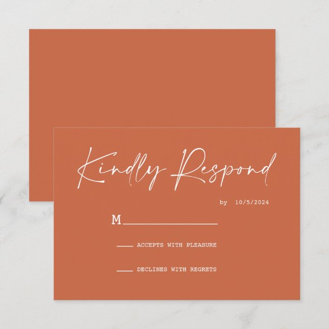 Elegant Terracotta Response Card RSVP (Front/Back)