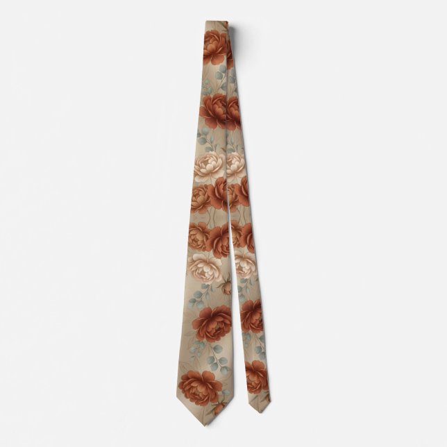 Elegant Terracotta Rose Tie (Front)