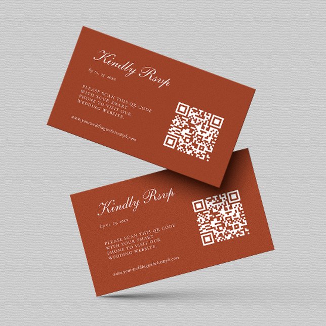 Elegant Terracotta RSVP QR Code Wedding Enclosure Card (Creator Uploaded)