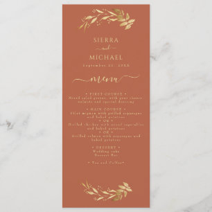 Elegant Terracotta Rust Gold Wedding Reception Menu