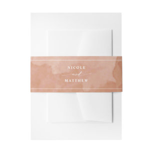 Elegant Terracotta Rust Watercolor, Wedding Invitation Belly Band