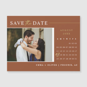 Elegant Terracotta Save the Date Calendar Magnet