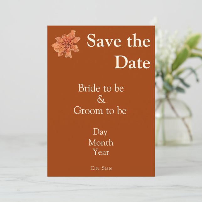 Elegant Terracotta Save the Date – Fall Wedding (Standing Front)