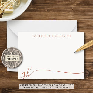 Elegant Terracotta Script Monogram Initials Card