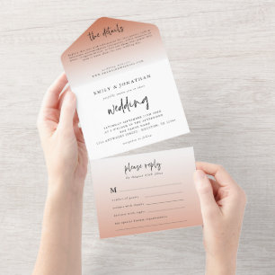 Elegant Terracotta Script Wedding All In One Invitation