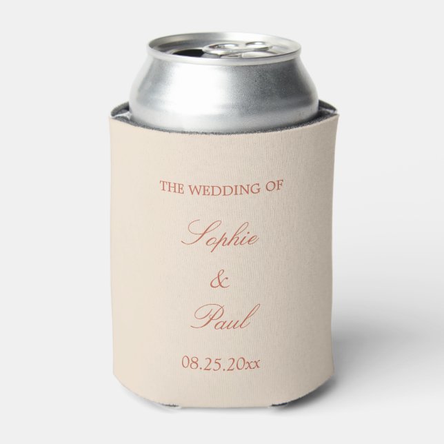 Elegant Terracotta Script Wedding Favour Can Coole Can Cooler (Can Front)