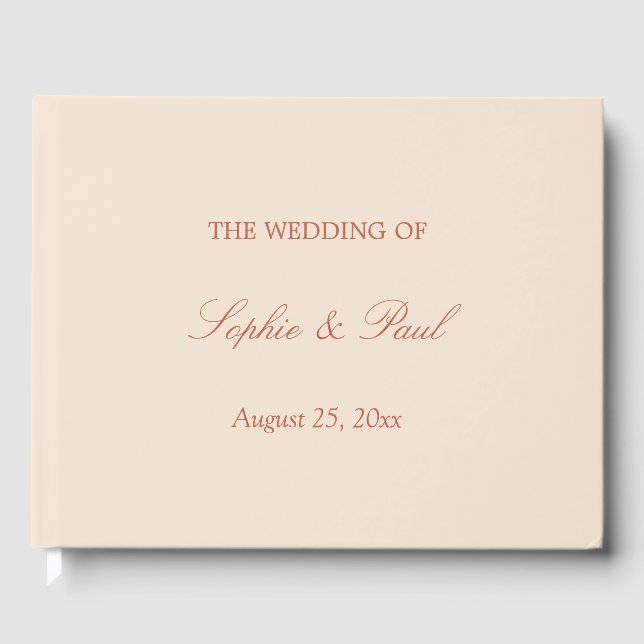 Elegant Terracotta Script Wedding Guest Book (Front)
