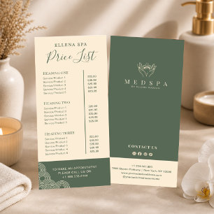 Elegant Terracotta Spa Aesthetician Price List Men Rack Card
