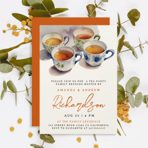 Elegant Terracotta Tea Party Reunion Watercolor Invitation