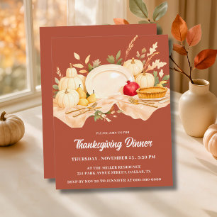 Elegant Terracotta Thanksgiving Dinner Invitation