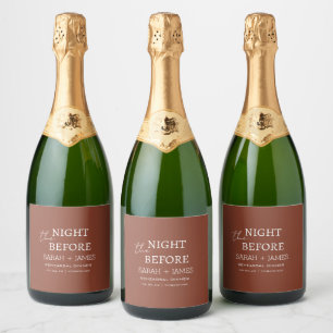 Elegant Terracotta the Night Before Wedding Sparkling Wine Label