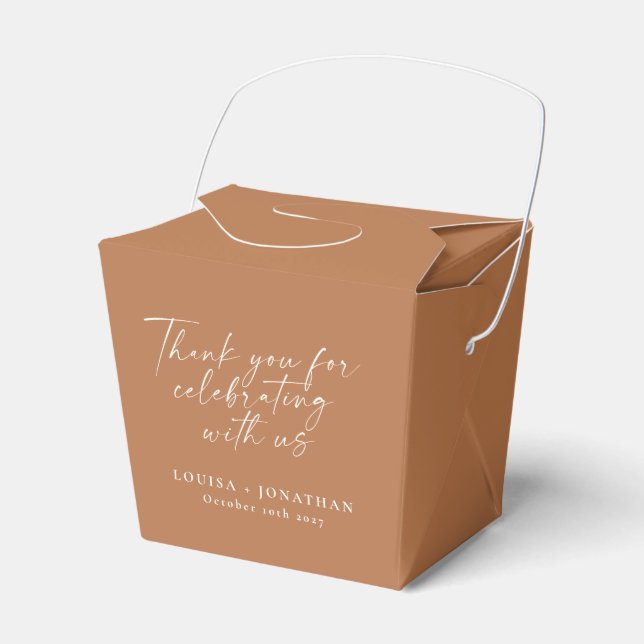 Elegant Terracotta Trendy Script Custom Thank You Favour Box (Front Side)