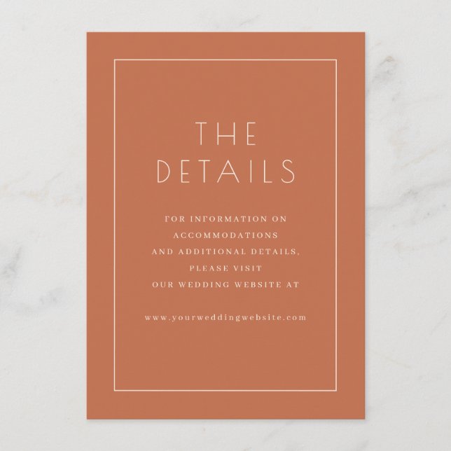 Elegant Terracotta Typographic Enclosure Card (Front)
