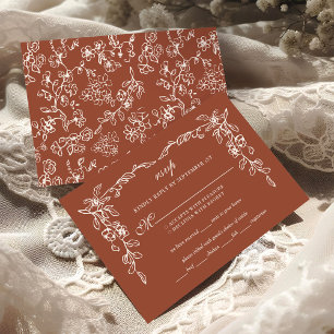 Elegant Terracotta Vintage Wedding RSVP Card