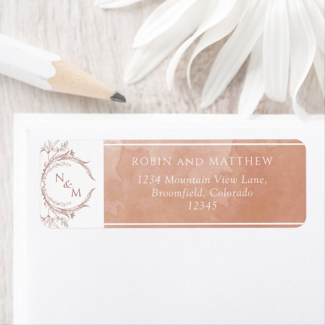 Elegant Terracotta Watercolor, Monogram Wedding (Insitu)