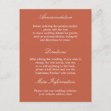 Elegant Terracotta Wedding Details Card