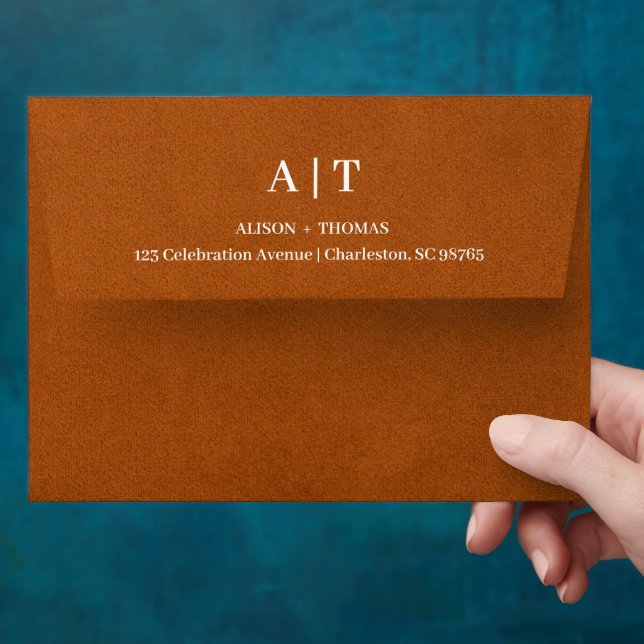 Elegant Terracotta Wedding Envelope | Warm Autumn  (Hand)