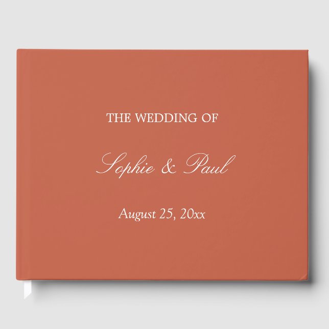 Elegant Terracotta Wedding Guest Book (Front)