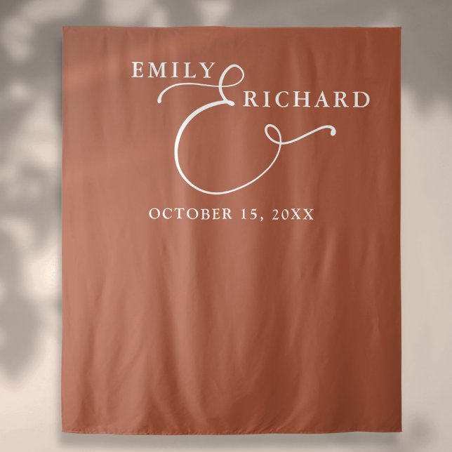 Elegant Terracotta Wedding Photo Backdrop Tapestry (Elegant Terracotta Wedding Photo Backdrop)