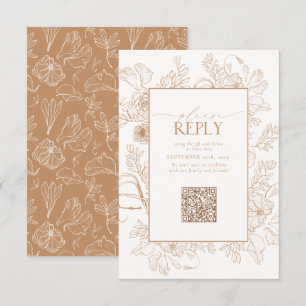 Elegant Terracotta Wedding QR Code Please Reply RSVP Card
