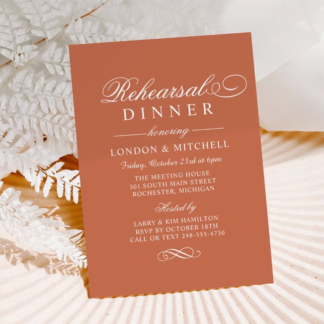 Elegant Terracotta Wedding Rehearsal Dinner Invitation (Creator Uploaded)
