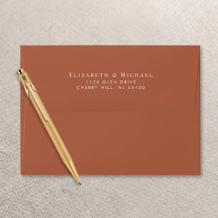 Elegant Terracotta Wedding Return Address Envelope