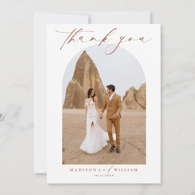 Elegant Terracotta Wedding Thank You Card (Front)