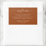 Elegant Terracotta Wedding Welcome Gift Rectangular Sticker<br><div class="desc">Elegant Terracotta Wedding Welcome Gift Stickers</div>