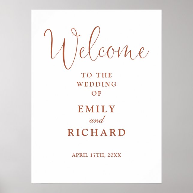 Elegant Terracotta Wedding Welcome Sign (Front)