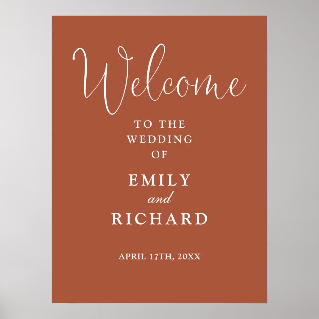 Elegant Terracotta Wedding Welcome Sign (Front)