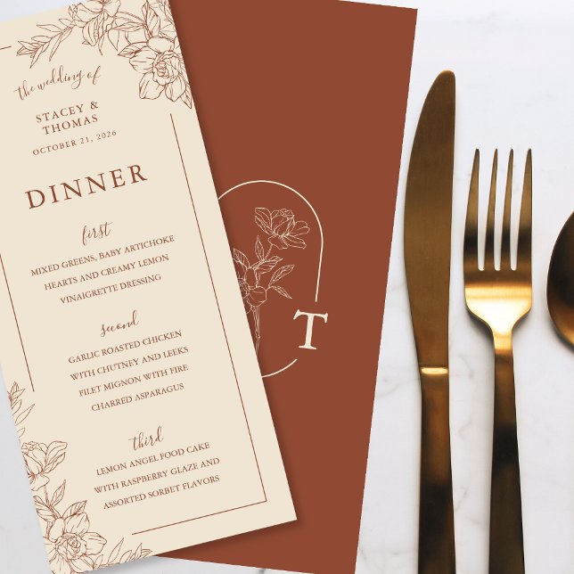 Elegant Terracotta Whimsical Wedding Menu (Creator Uploaded)