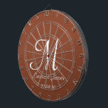 Elegant Terracotta & White Monogram Initial Name<br><div class="desc">Elegant Terracotta and White Monogram Initial Name Custom Dart Board</div>