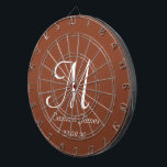 Elegant Terracotta & White Monogram Initial Name  Dartboard<br><div class="desc">Elegant Terracotta and White Monogram Initial Name Custom Dart Board</div>