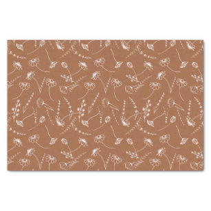 Elegant Terracotta Wildflower Sketch Simple Floral Tissue Paper